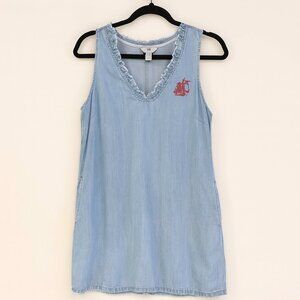 Tommy Bahama WSU Logo + Pockets -Size S-Two Palms Chambray Ruffle Shift Dress